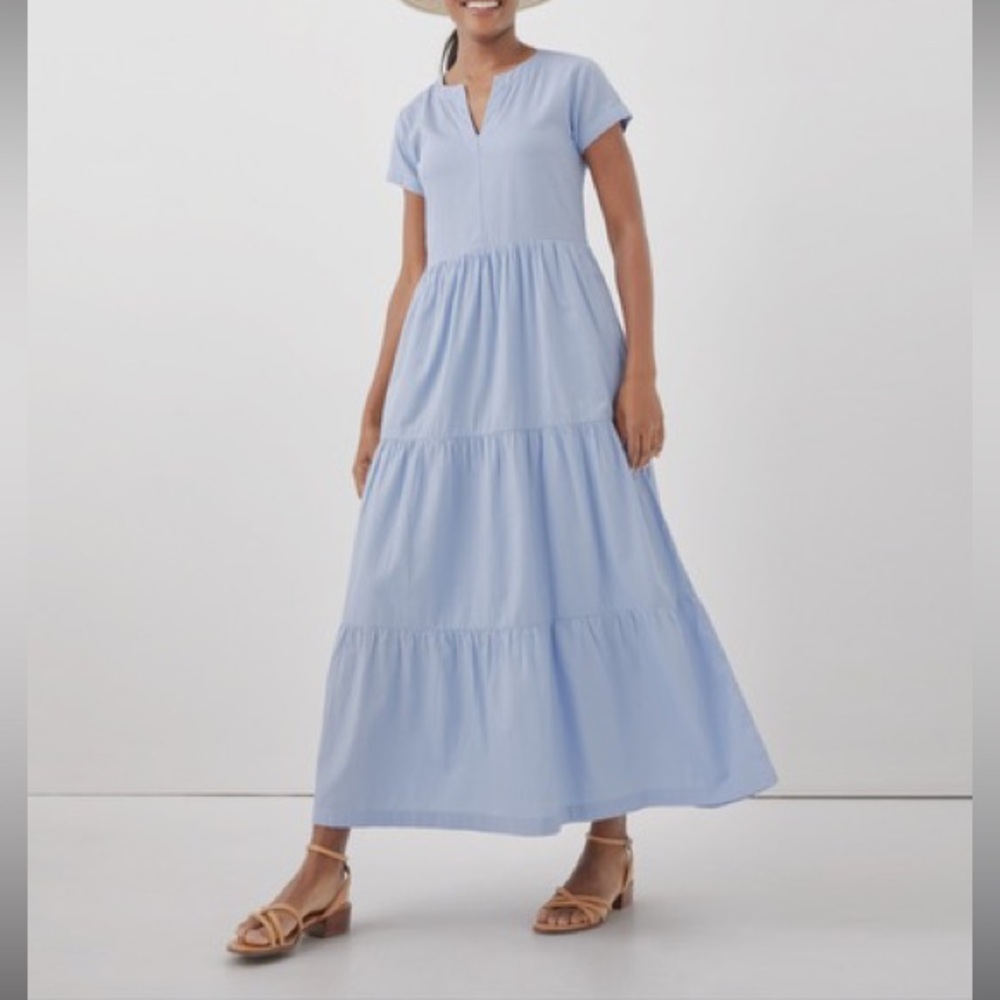 Pact Sunset Light Gauze Notch Neck Dress